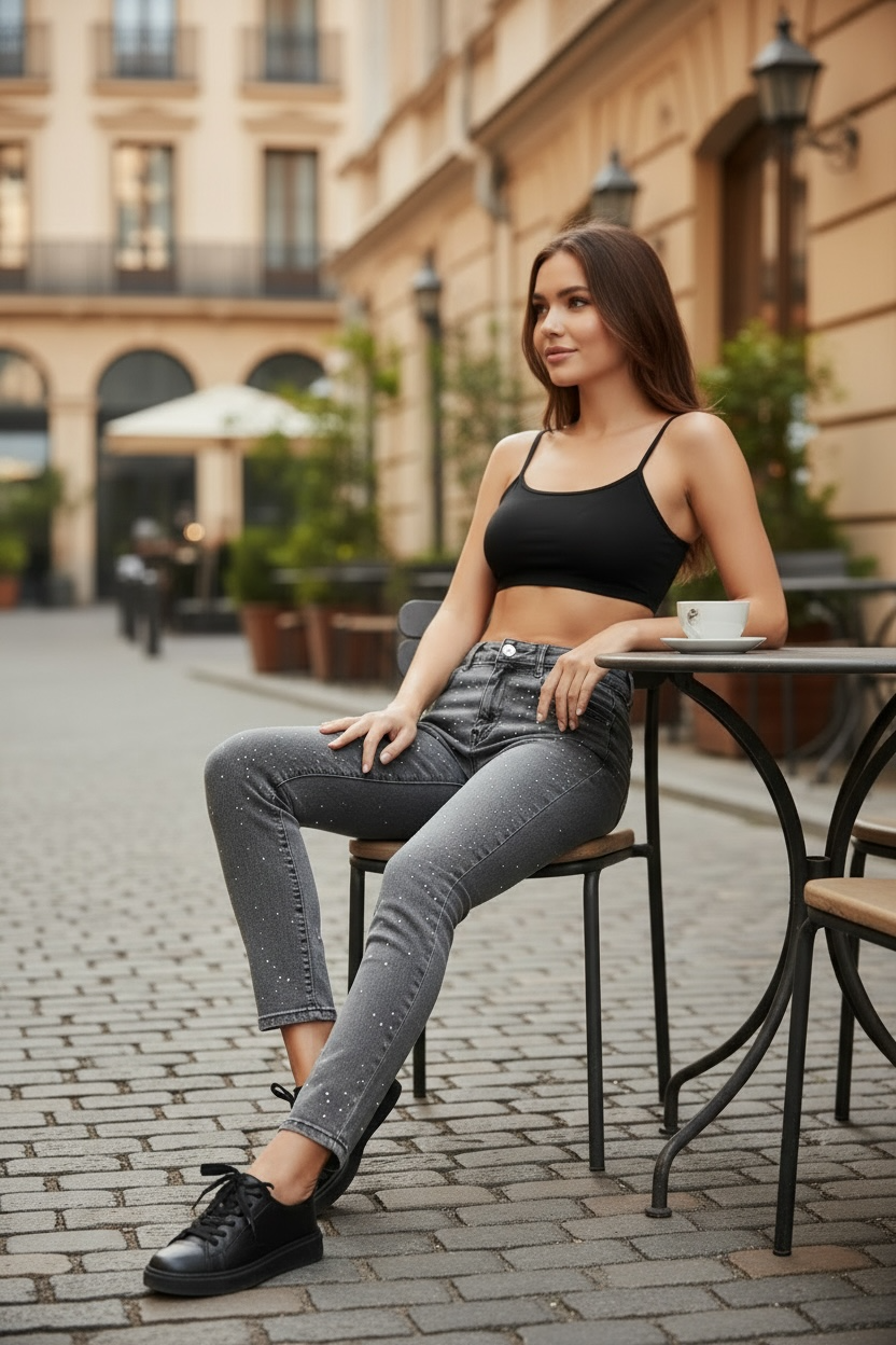 Jeans skinny Grey brillantini